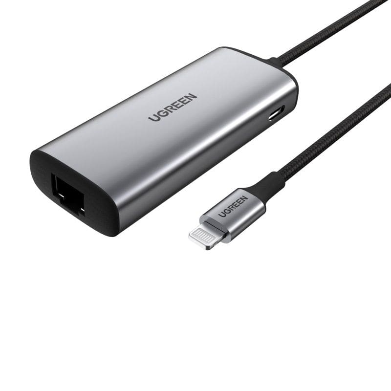 Cáp chuyển đổi Lightning sang RJ45 LAN 10/100/1000Mbps MFI Ugreen 70958 cao cấp