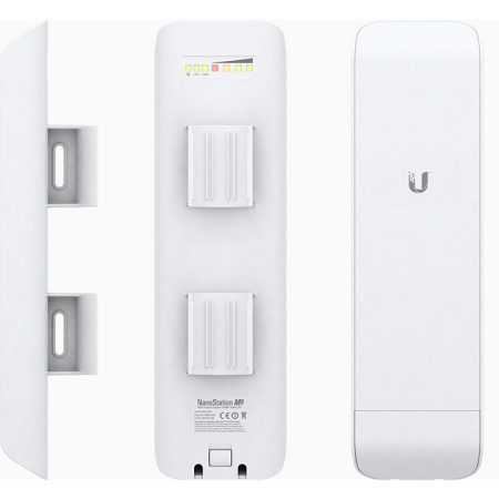 Access Point WiFi ngoài trời Ubiquiti NanoStation M2 (2 cổng Ethernet 10/100+anten tích hợp 11dBi định hướng+chuẩn 802.11n 2.4GHz+phạm vi tới 15km+chuẩn bị nguồn Passive PoE)