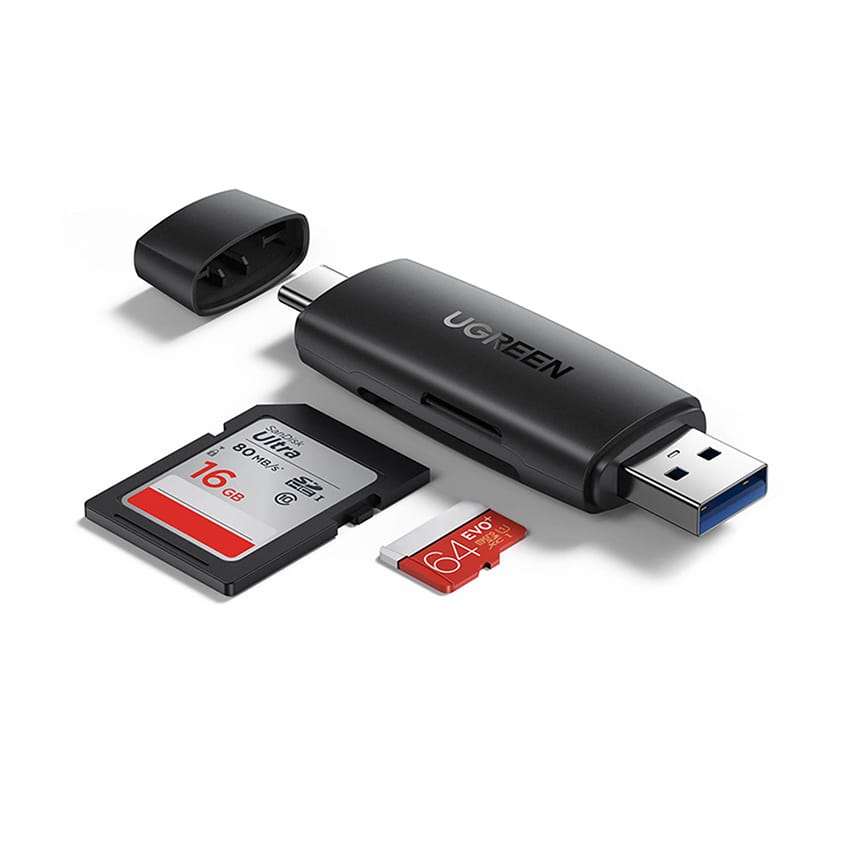 Đầu đọc thẻ nhớ SD/TF 2 trong 1 USB-A & USB-C Ugreen 80191