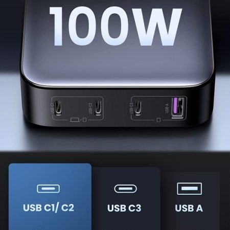 Củ sạc nhanh GaN 100W Ugreen 90736 (PD3.0, 3 cổng Type C, 1 USB A)
