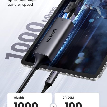 Dây chuyển Type-C sang Lan Ugreen 15727 (10/100/1000Mbps)
