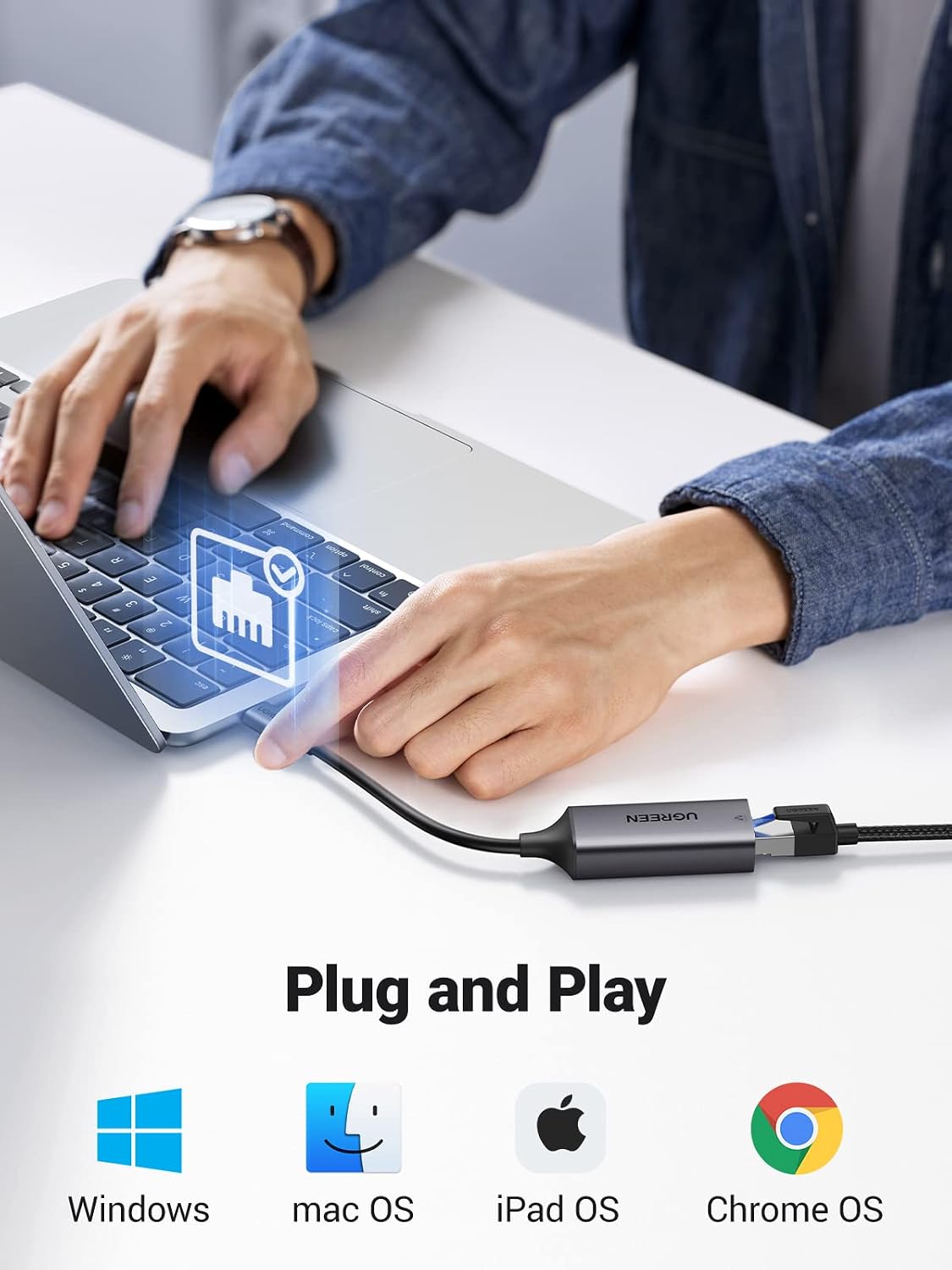 Dây chuyển Type-C sang Lan Ugreen 15727 (10/100/1000Mbps)