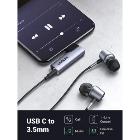 Đầu chuyển Type C sang Audio 3.5mm Ugreen 20194 (bẻ góc 90 độ)
