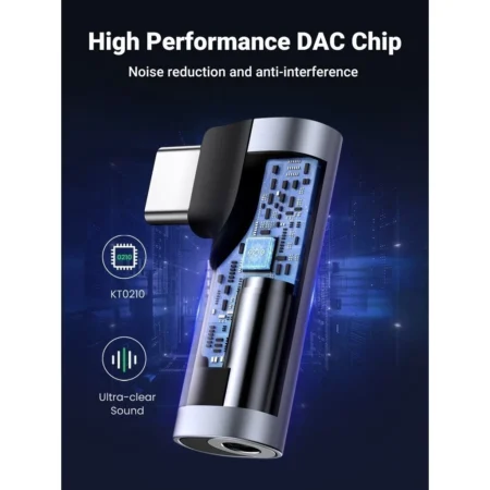 Đầu chuyển Type C sang Audio 3.5mm Ugreen 20194 (bẻ góc 90 độ)