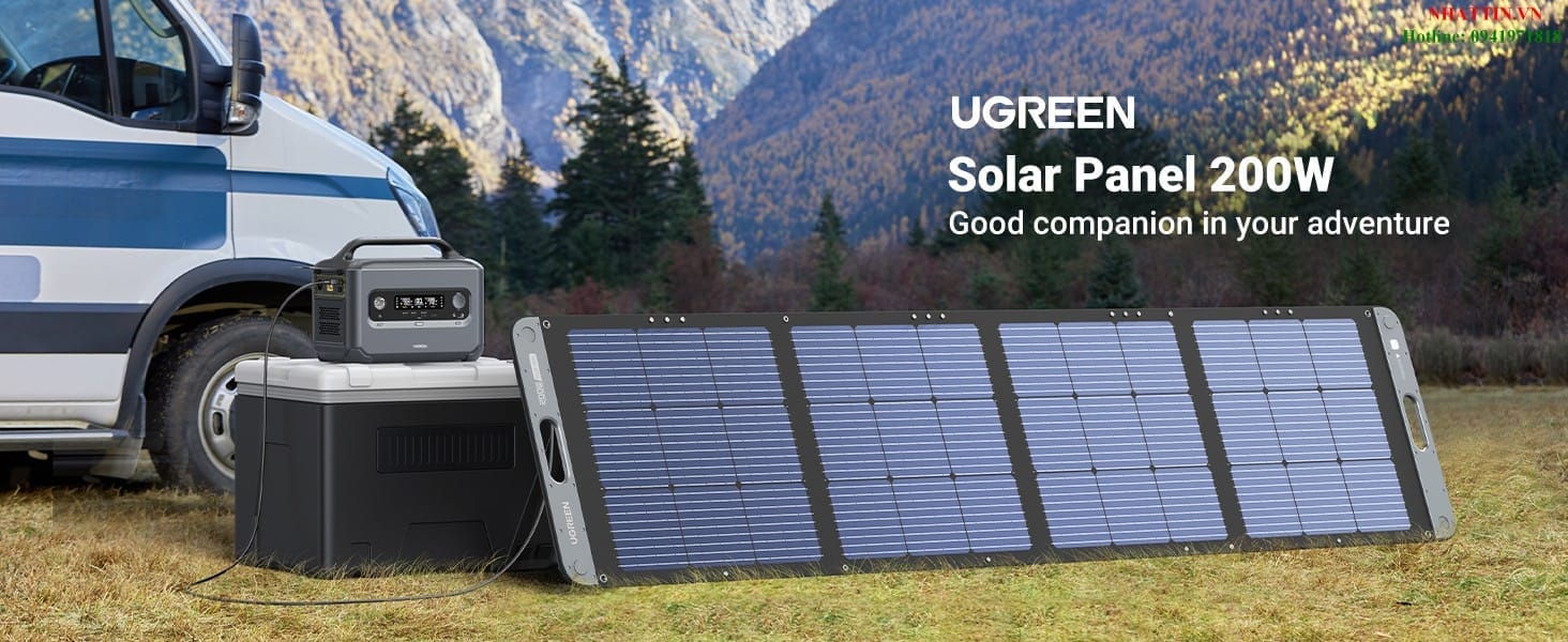 Tấm pin năng lượng mặt trời đi động 200W đơn tinh thể Ugreen 15114 cao cấp (Mono)