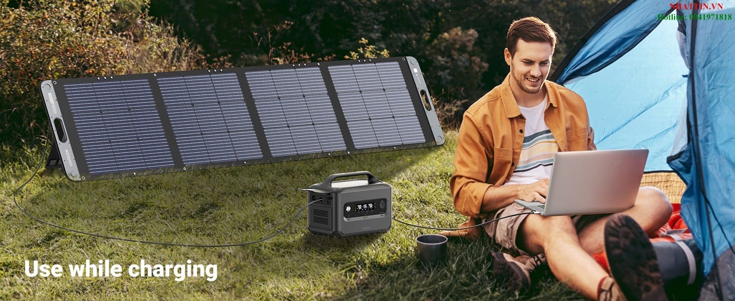 Tấm pin năng lượng mặt trời đi động 200W đơn tinh thể Ugreen 15114 cao cấp (Mono)
