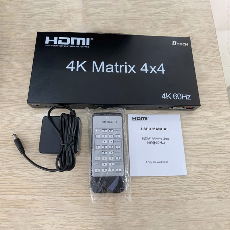 Bộ chuyển mạch HDMI Matrix 4×4 DTECH DT-7030 hỗ trợ 4k@60Hz
