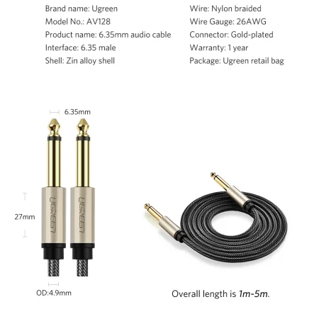 Dây cáp âm thanh 6.5mm Ugreen AV128