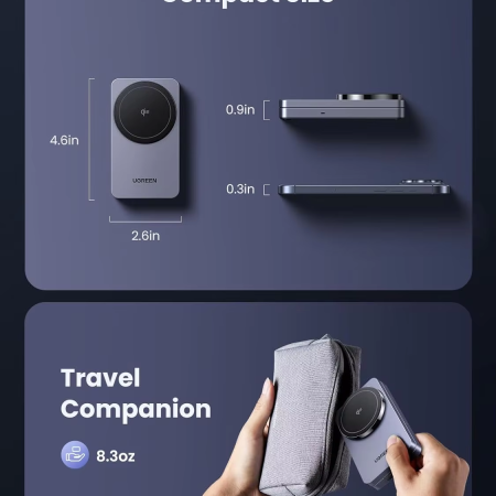 Đế sạc không dây 2 in 1 Ugreen W706 Qi2 (15W iPhone+5W AirPods+USB-C+Qi2+1m cable)