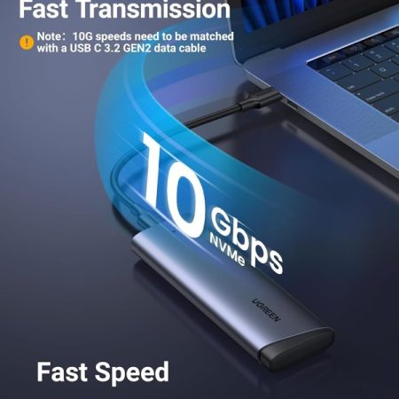 Hộp ổ cứng Type C Ugreen 35267 (Khe M.2 hỗ trợ chuẩn NVME, Gen 2, tốc độ 10Gbps)