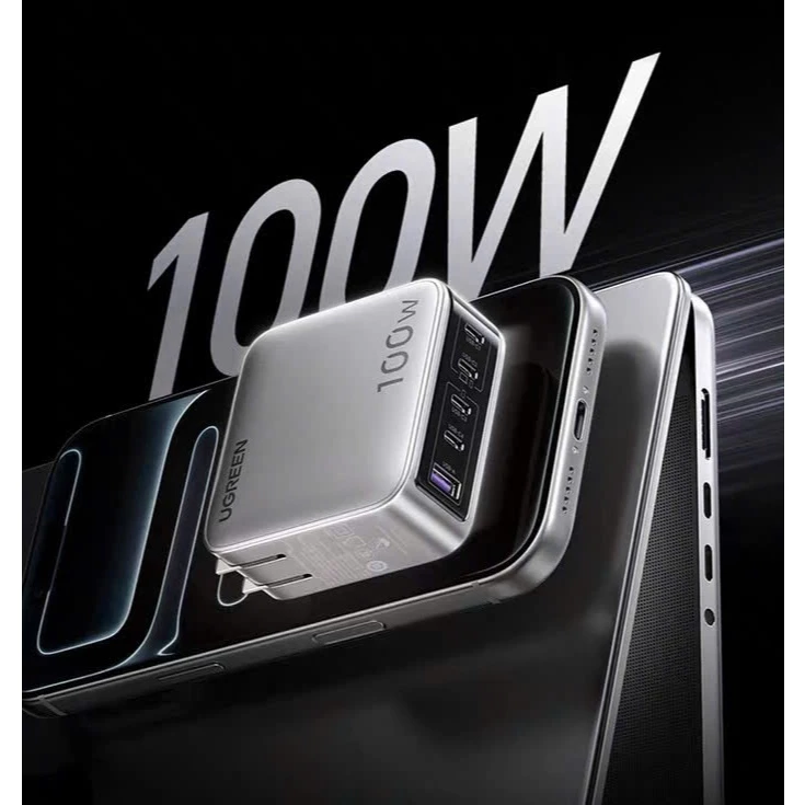 Sạc bàn Ugreen 65619 Nexode Pro 100W 5 cổng (4*USB-C+1*USB-A+PD 100W+màn hình thông minh)