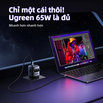 Củ sạc Ugreen X662 robot 65W (2*USB-C+USB-A+GaN)