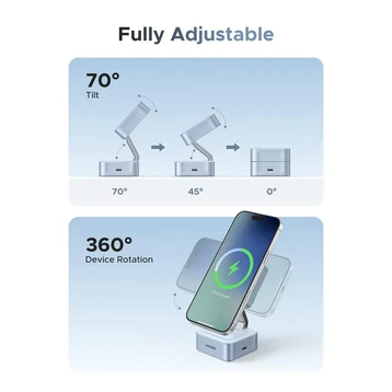 Đế sạc không dây Ugreen 55960 2 in 1 25W (Qi2+sạc iPhone+AirPods+USB-C 5W)
