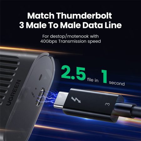 Hộp ổ cứng Type C Ugreen 80336 (40Gpbs | M.2 NVME | Thunderbolt™3)