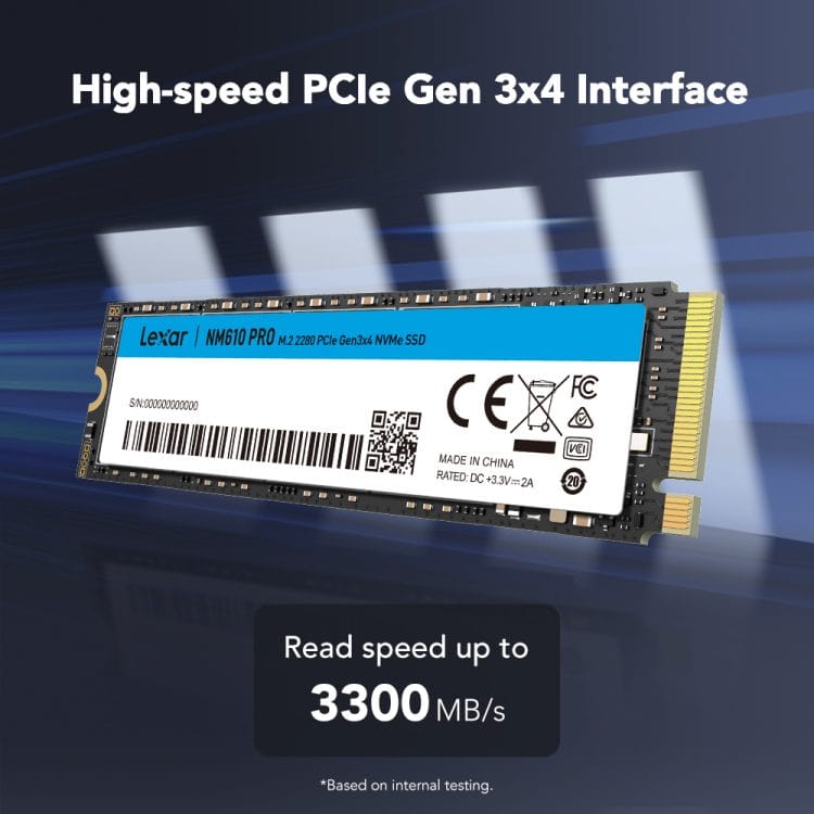 SSD Lexar NM610 PRO M.2 PCIe Gen3 NVMe (500GB-2TB)