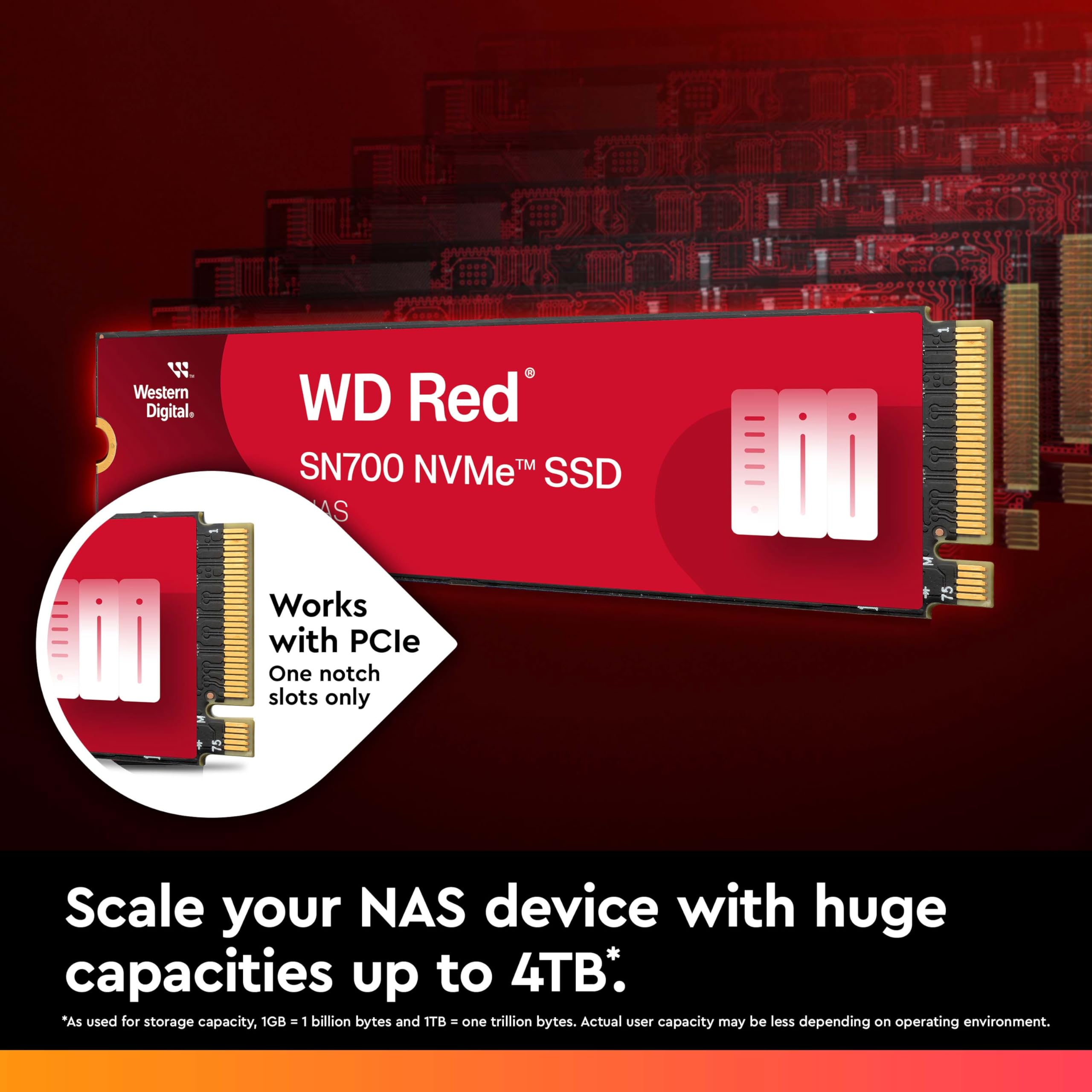 SSD Western Digital Red SN700 NAS M.2 NVMe Gen3 PCIe (250GB-2TB)