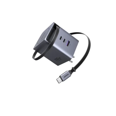 Củ sạc GaN Ugreen 65824 65W kèm dây rút Type-C (1*USB-C+1*USB-A+dài 70cm)