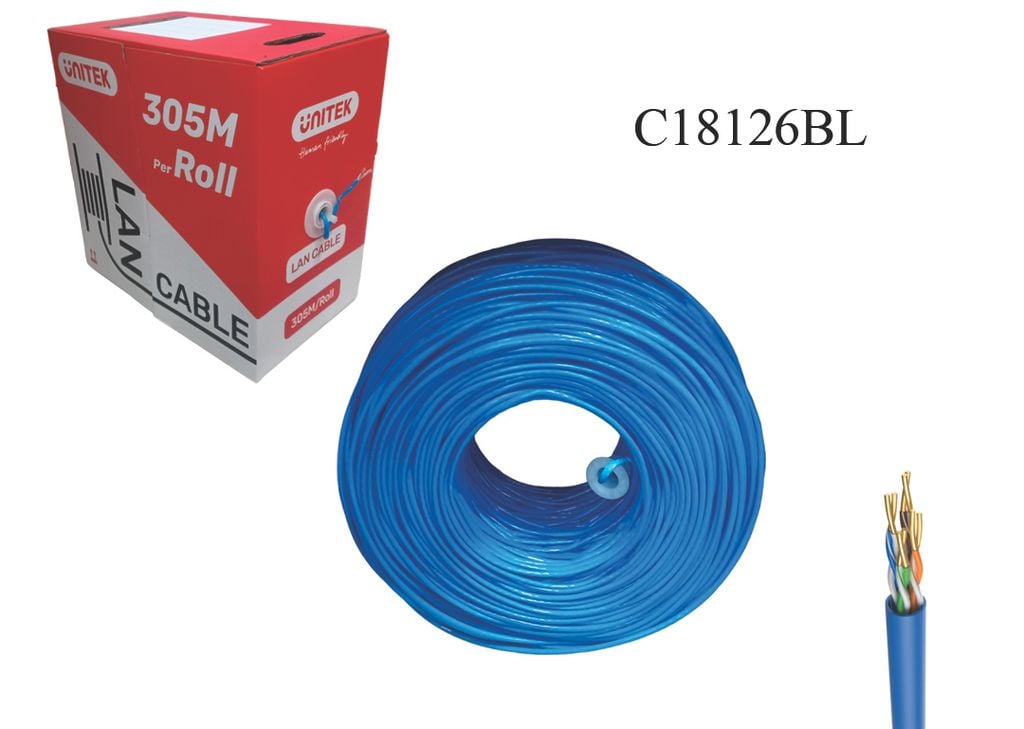 Cáp mạng Cat5E UNITEK C18126BL (Lõi 0.55mm CCA, Băng thông 100MHz, 100m-305m)