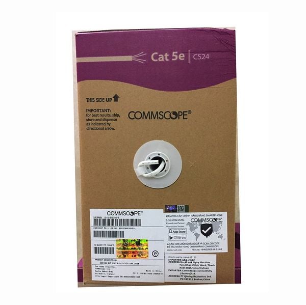 Cáp mạng Cat5e UTP Commscope 6-219590-2 (Lõi đồng nguyên chất 24AWG, màu trắng, 305m)