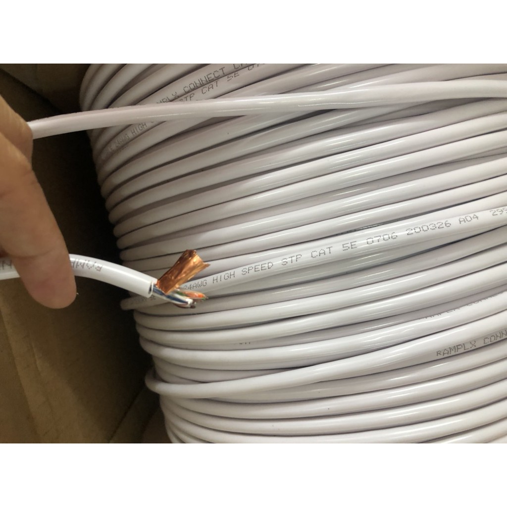 Cáp mạng chống nhiễu STP Cat5 AMPLX A20708 (Lõi 23AWG, Tốc độ 1Gbps, Truyền xa max 100m)