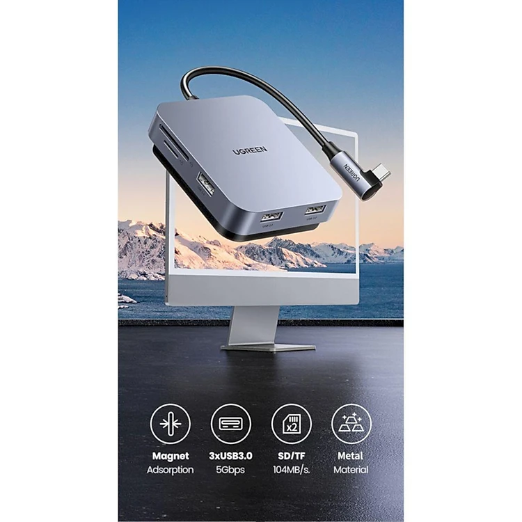 Hub USB-C Ugreen 60377 5 in 1 (3*USB 3.0, 1*SD , 1*TF, dành cho iMac, iPad)
