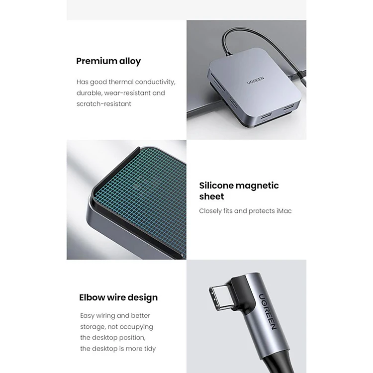 Hub USB-C Ugreen 60377 5 in 1 (3*USB 3.0, 1*SD , 1*TF, dành cho iMac, iPad)