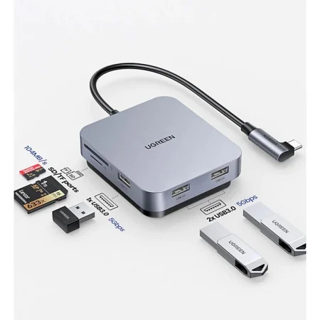 Hub USB-C Ugreen 60377 5 in 1 (3*USB 3.0, 1*SD , 1*TF, dành cho iMac, iPad)