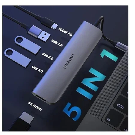 Hub USB-C Ugreen 70508 5 in 1 (Usb 3.0 , HDMI, RJ45 , PD)