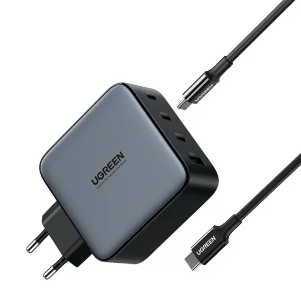 Củ sạc 100W Ugreen 90575 GaN 3 cổng (USB-C, USB-A, kèm dây cáp)
