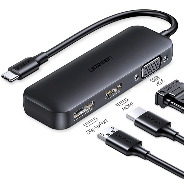 Hub USB-C Ugreen 60568 3 in 1 (VGA + HDMI + DP)