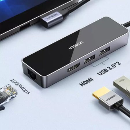 Hub USB-C Ugreen 80546 4 in 1 (2 x USB 3.0 + HDMI + RJ45)