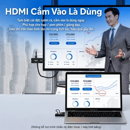 Bộ truyền HDMI không dây mini Unitek V1708A (Độ phân giải Full HD 1080P/60Hz, Băng tần kép 2.4G/5G, Khoảng cách truyền max 50m)