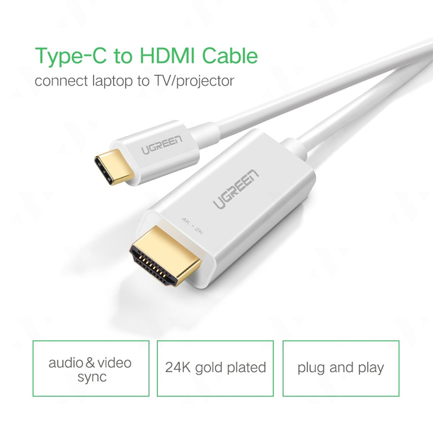 Dây cáp chuyển USB C sang HDMI Ugreen MM121 (hỗ trợ 4K@30Hz)