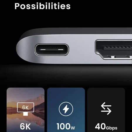 Hub USB-C Ugreen CM380 6 in 1 (HDMI – PD – SD/TF – 2 x Usb 3.0)