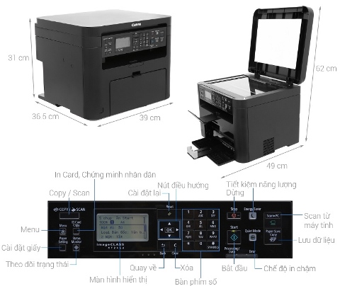 Máy in Canon mono AIO MF241D (In đen trắng, Scan, Copy, In 2 mặt)
