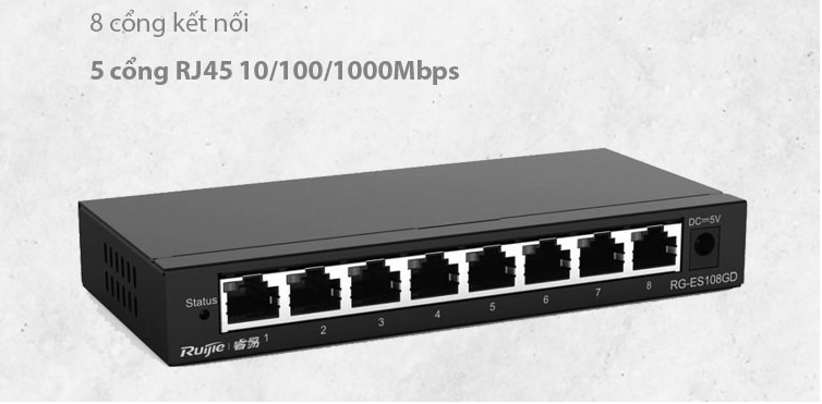Switch RUIJIE RG-ES108GD 8 cổng tốc độ Gigabit cao