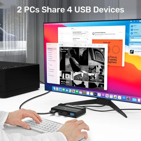 Bộ chuyển mạch KVM USB 3.0 2 vào 1 ra Unitek H1310A (Tốc độ 5Gbps, Gom 2 máy tính dùng chung 1 bộ phím chuột/USB)