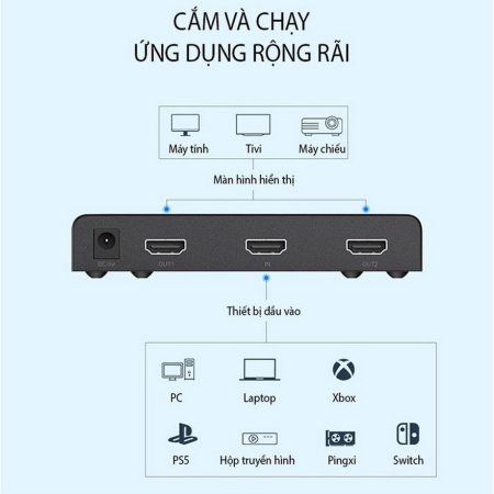 Bộ Chia HDMI 1 Ra 2 Cổng UNITEK V130A (Hỗ Trợ 4K)