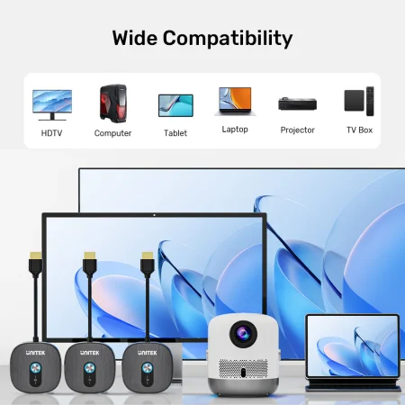 Bộ truyền HDMI không dây Unitek V1711ABK01 (Độ phân giải Full HD 1080P/60Hz, 2 bộ nhận, Khoảng cách kết nối max 50m)