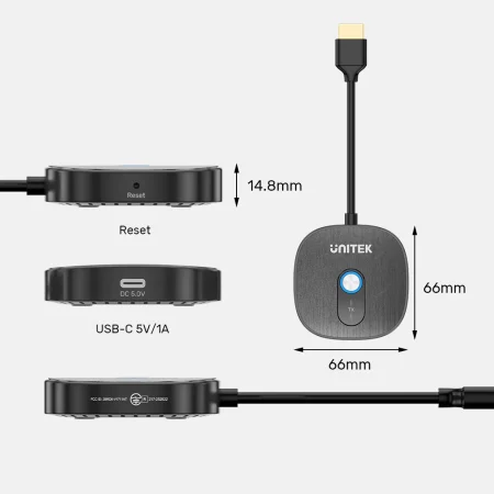 Bộ truyền HDMI không dây Unitek V1711ABK01 (Độ phân giải Full HD 1080P/60Hz, 2 bộ nhận, Khoảng cách kết nối max 50m)