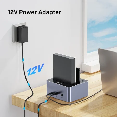 Box ổ cứng đôi Unitek Y-3027GY01 (Hỗ trợ 2 ổ cứng SATA 2.5/3.5 inch, Chuẩn USB 3.0 5Gbps)