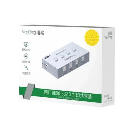 Bộ chia USB 2.0 VegGieg V-F502 (Vào 4 USB-B 2.0 ra 1 USB-A 2.0)