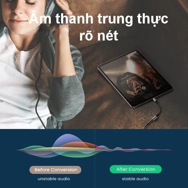Dây chuyển Type C sang Audio 3.5mm Ugreen AV161 (Chip DAC)