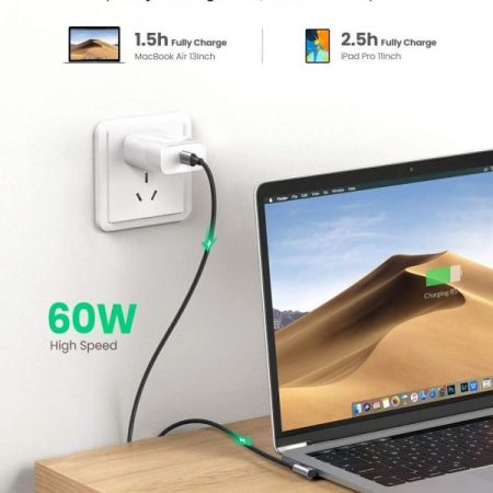 Dây sạc 60W Type-C bẻ góc 90 US255 Ugreen