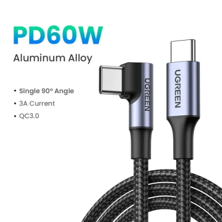 Dây sạc 60W Type-C bẻ góc 90 US255 Ugreen