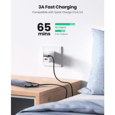 Dây sạc bẻ góc 90 độ Type C Ugreen US176 (480Mbps, QC3.0)
