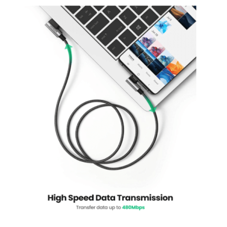 Dây sạc bẻ góc 90 độ Type C Ugreen US176 (480Mbps, QC3.0)