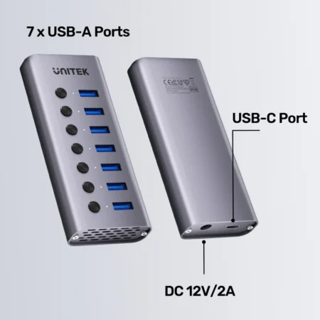 Hub USB 3.0 7 cổng Unitek H1314A (5Gbps, nguồn 12V 2A)