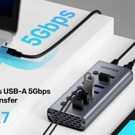 Hub USB 3.0 7 cổng Unitek H1314A (5Gbps, nguồn 12V 2A)