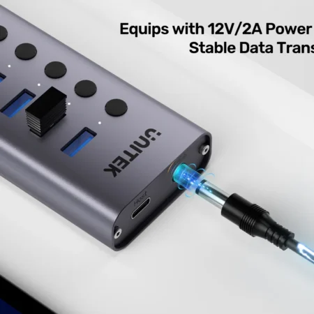 Hub USB 3.0 7 cổng Unitek H1314A (5Gbps, nguồn 12V 2A)